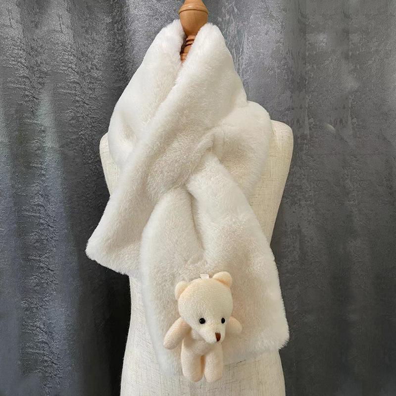 Adult Autumn Winter Korean Cute Cartoon Bear Plush Scarf Winter Warm Thick Versatile Neck Warmer