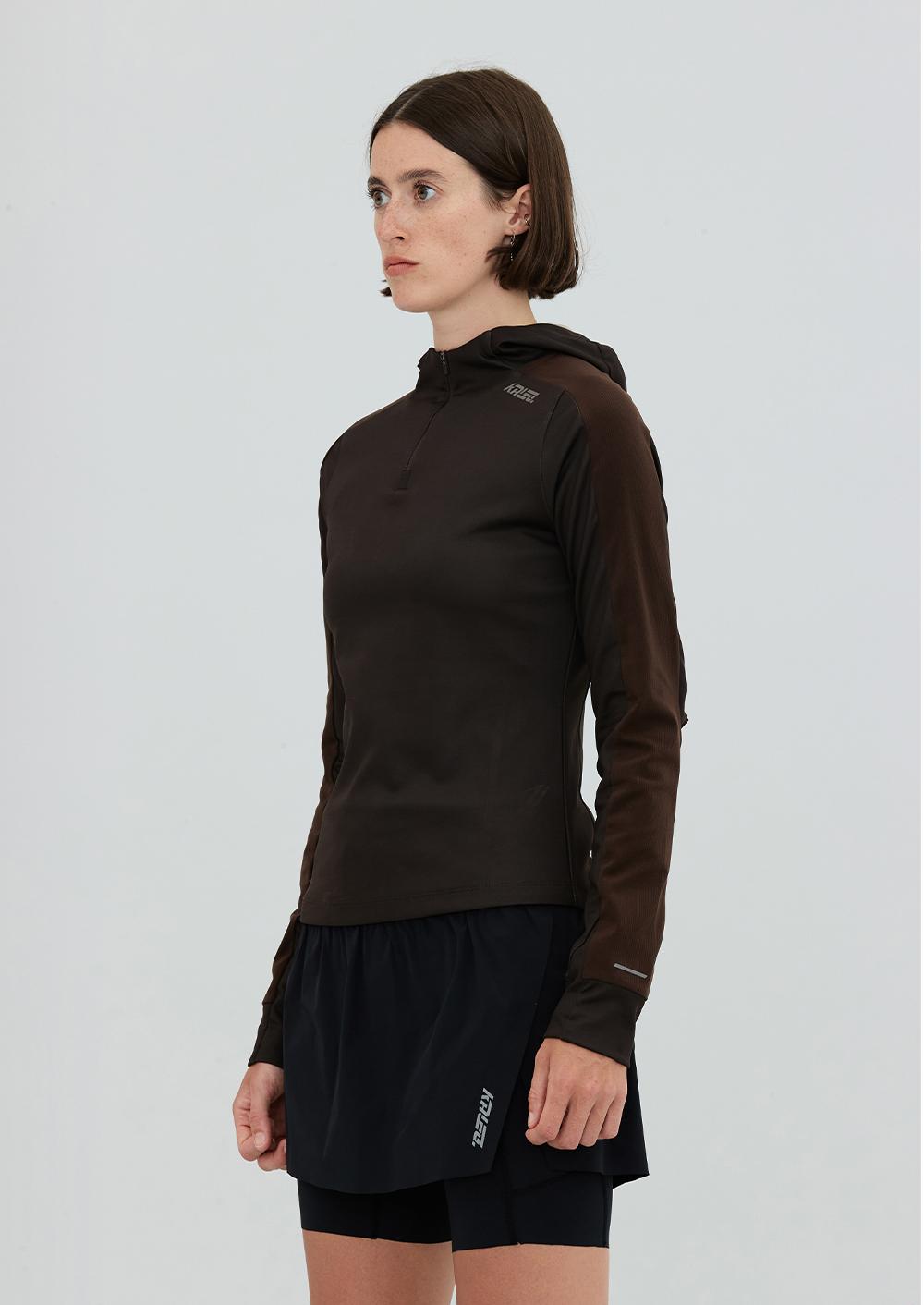 Callect Womens Air Blade Half Zip T Shirts (Athletic) Dark Brown M/Free
