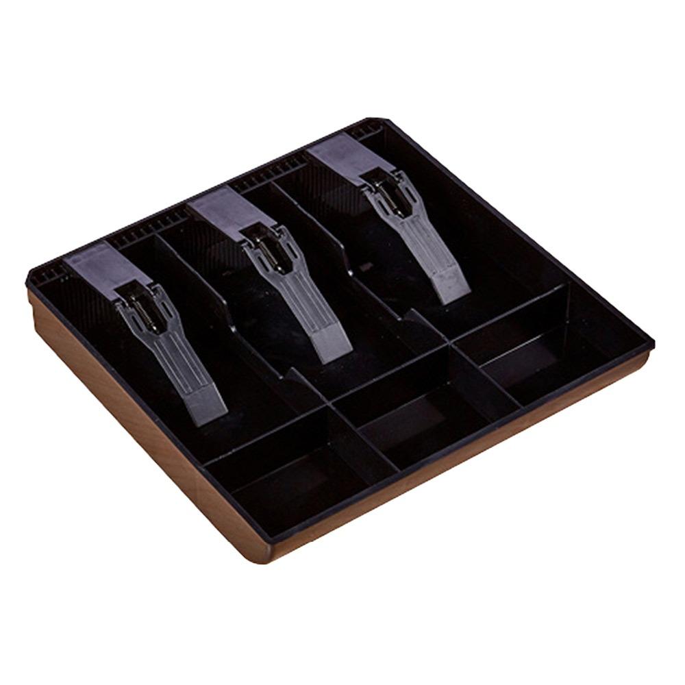 

Multi-grids Cashier Box Multifunctional Plastic Clip Drawer Cash Tray Compartments for Money Storage Black Drawer Insert Tray