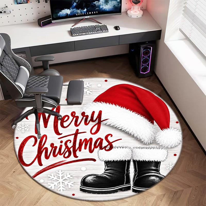Cute Christmas Day Gift Bell Santa Claus Snowman Christmas Tree round rug Home Soft Decorative Anti slip Chair Mat Carpet Outdoor Floor Mat Carpet 33