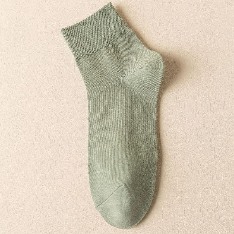 Herr Vår och Sommar Tunna Fritids Ren Bomull Enfärgad Benlösa Svettabsorberande Andningsbara Tubsockor