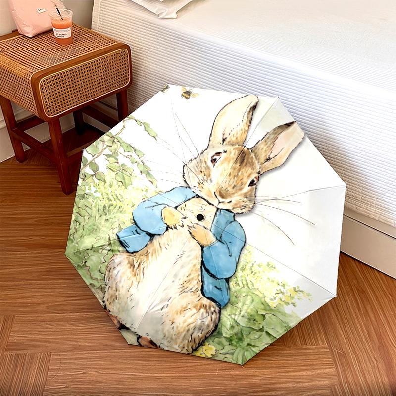 1 PC Automatic Folding Umbrella - Peter Rabbit Pattern, Portable & Foldable Design with 8 Ribs, Christmas Birthday Gifts
