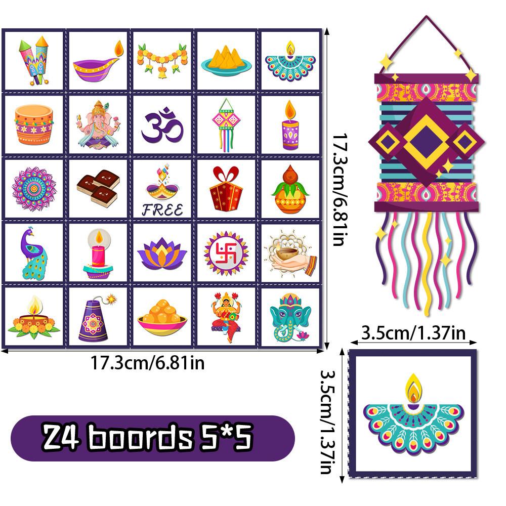 India In Diwali Festival Bingo Card Game Set With Stickers Call Supplies Cards
