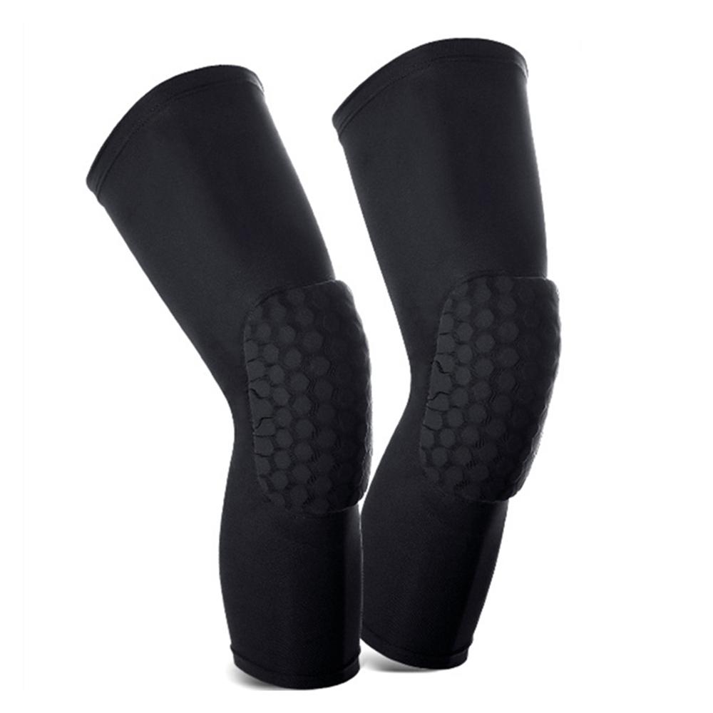 

Pair Black Compression Long Sleeve Support Leg Knee Pad Brace Sport Pain Guard M