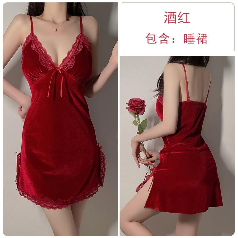 Women's Plus Size Velvet Padded Cami Sleep Dress with Robe Lounge Set