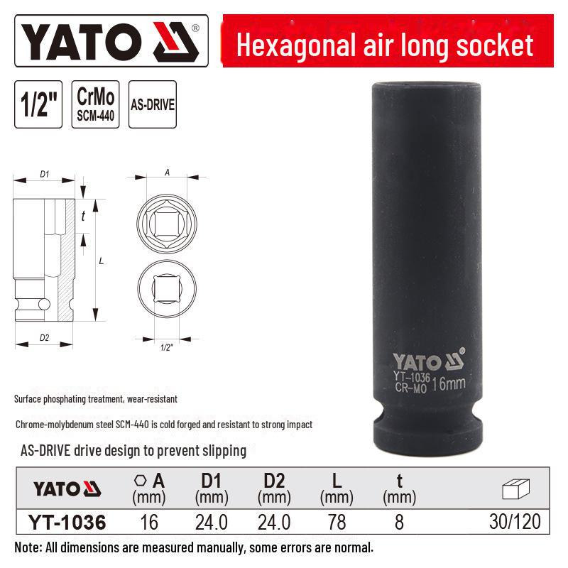 YATO Air Cannon 1/2'' Pneumatic Hex Socket Wrench