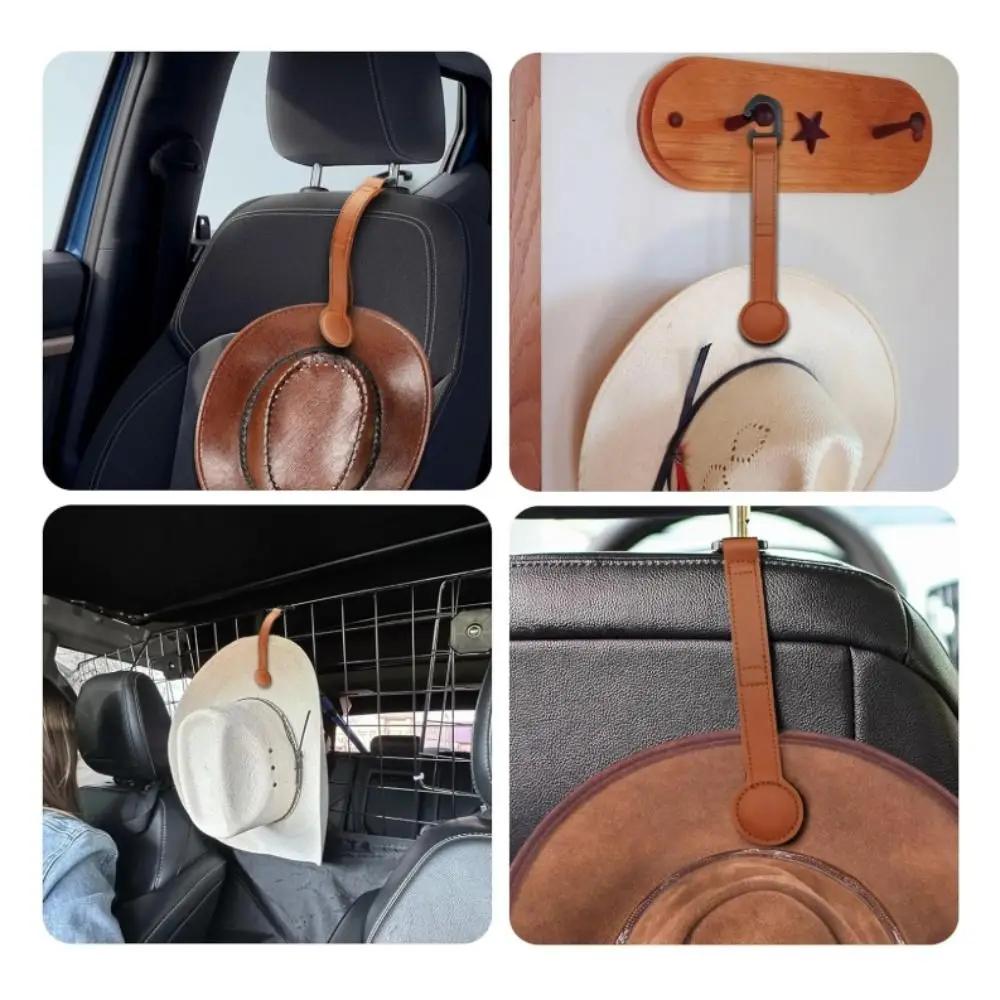 PU-Leder Cowboyhut-Halter für LKW Platzsparend Einfache Montage Kopfstützen-Hutclip-Aufbewahrung Multifunktional Hält die Hutform