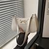 Solid color fashion bow new trendy texture commuting shoulder underarm baguette bag women