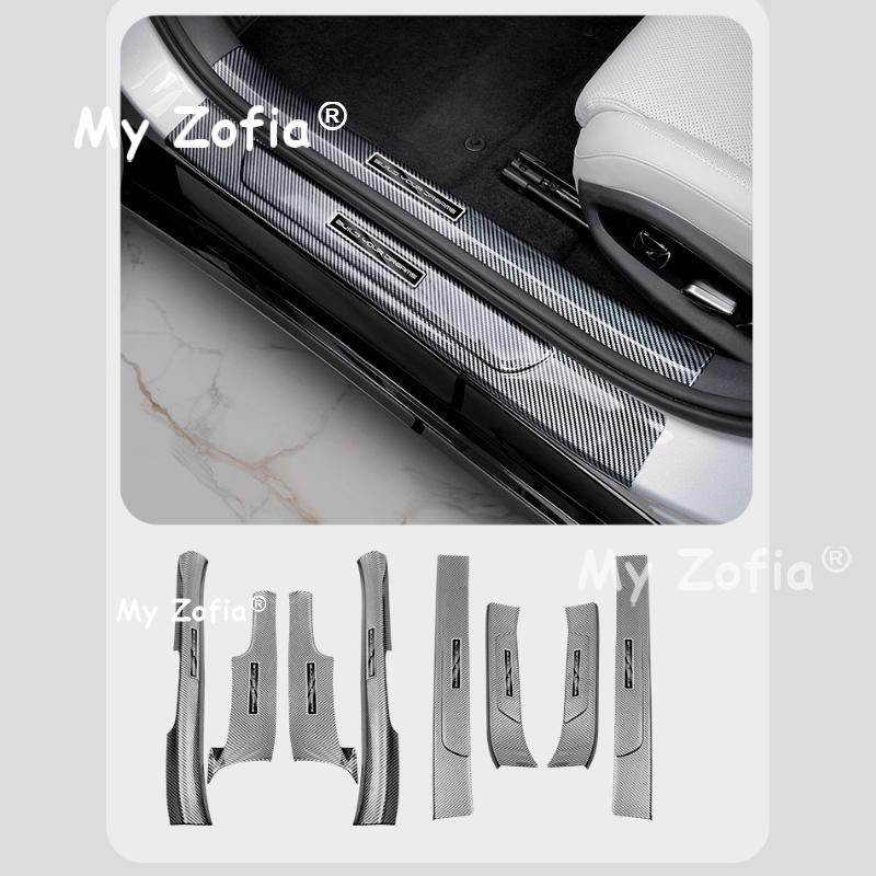 For BYD Han L 2025 2026 ABS Carbon Fiber Welcome Pedal Door Sill Scuff Threshold Guard Plate Anti-scratch Sticker Accessories