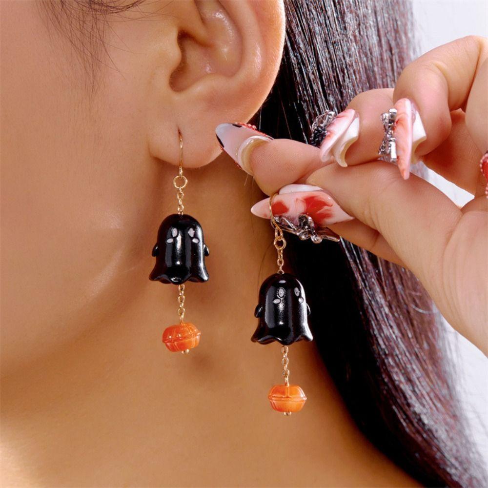 Ghost Pumpkin Ear Studs Zinc Zinc Alloy Ghost Dangle Earrings Punk Halloween Earrings  Unisex