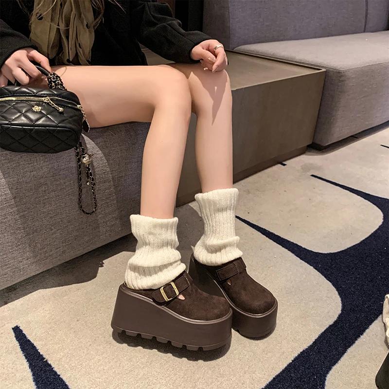 Dámské pantofle na vysoké platformě 7CM Klínky Bling Boty Žena Venkovní Kožené Ležérní Robustní Tenisky Letní Prodyšné Síťované Pantofle