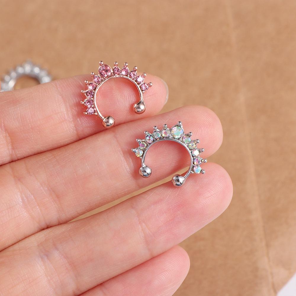Unisex Trendy Punk U Shape Metal Geometric Body Jewelry Bear Nose Cuff Nose Stud Fake Nose Ring