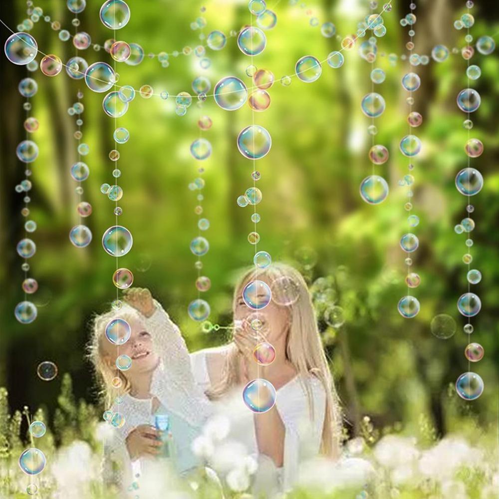 2Pcs Hanging Banner Ocean Themed Party Round Sequins Backdrop Board Decor Sea Bubble Curtain Birthday Wedding Party Supplies