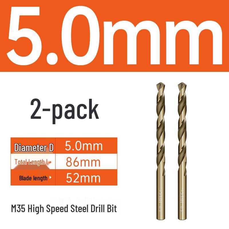 M35 Cobalt Twist Drill Bits Set for Stainless Steel, High Hardness, Straight Shank, Hand & Electric Drills