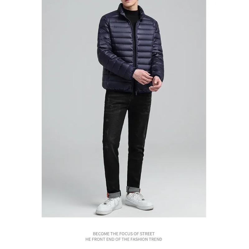 Solid Lightweight Winter Warm Parkas Standing Collar Cotton Down Padding Parkas For Men Casual Thick Jackets Male Winter Coats