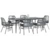 VidaXL Garden Dining Set Cushions 7 Pcs Grey Poly Rattan Glass, Outdoor Dining Set, Furniture of 3334483