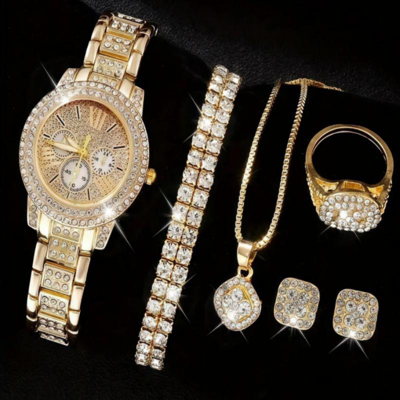 Watchwomen5Pcs Ladies Watch Set Diamond Watch Women'S Watch Fashion Roman Quartz Watch