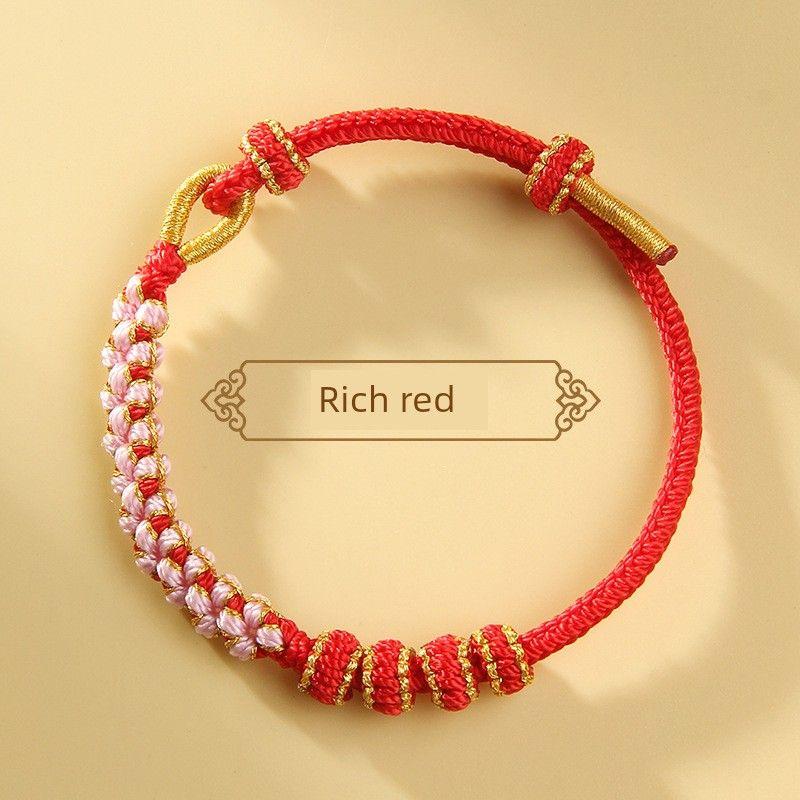 

Красивый Узел Цветка Персика, Подходящий Ремешок для Ношения, Готовое Изделие, Носимый, Золотой, Ручной работы, Красная Веревка, Взрослый и Детский Белый Браслет Fugui red-Siping knot 14-18cm/3mm