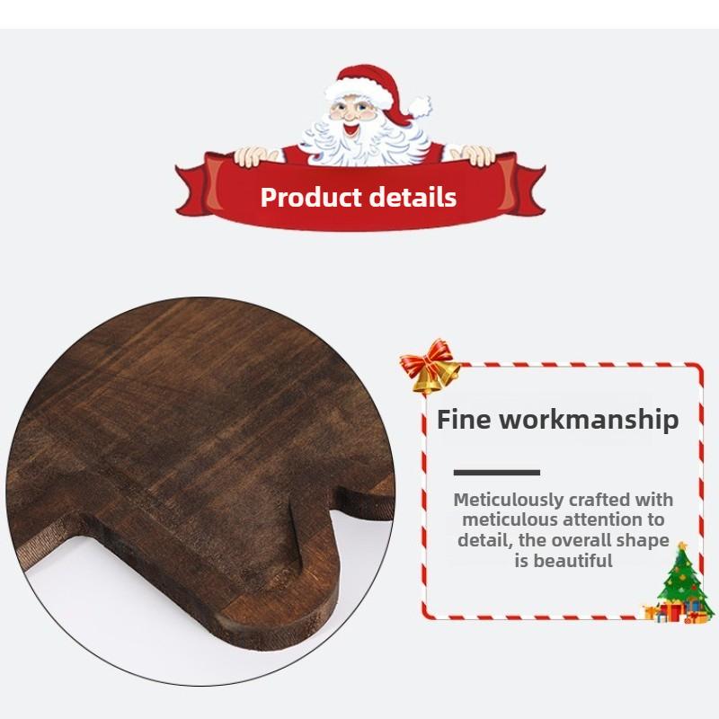 Christmas Wooden Serving Tray - Cute Christmas Tree Divided Plate for Fruits, Cakes & Desserts, Festive Home Dinnerware