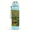 1PC Green zombie monster face print 750ml colorful plastic sports water bottle leakproof pop up lid with straw for outdoor work home use