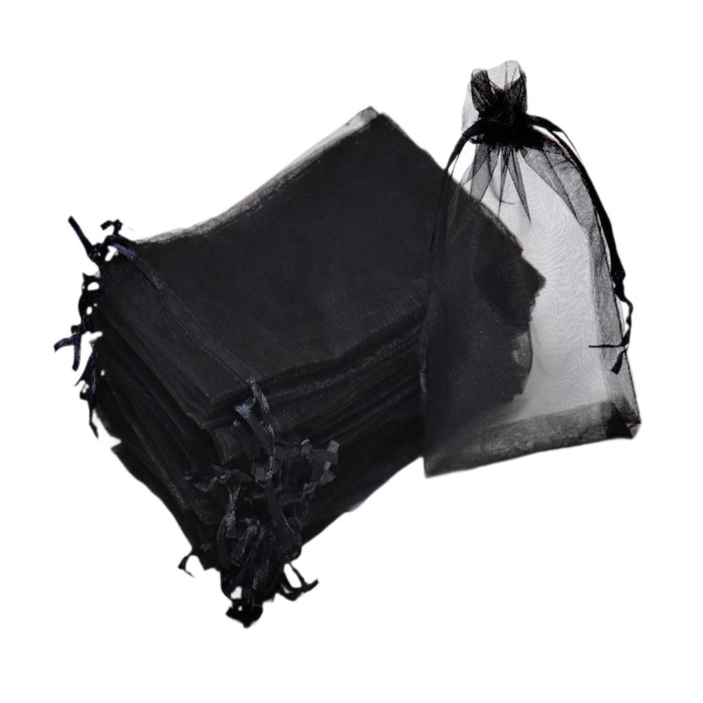 100Pcs Christmas Gift Bags Festival Pouches Small College Graduation Mini Sheer Drawstring Organza Bags Wrapping Bags Candy Bags