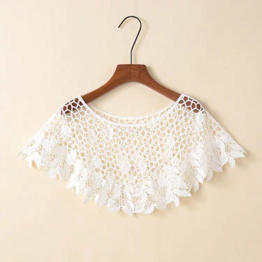 Thin Hollow Out Crochet Shawl Cape Knitted Scarves Simple Blouse Shoulders Fake Collar  Women