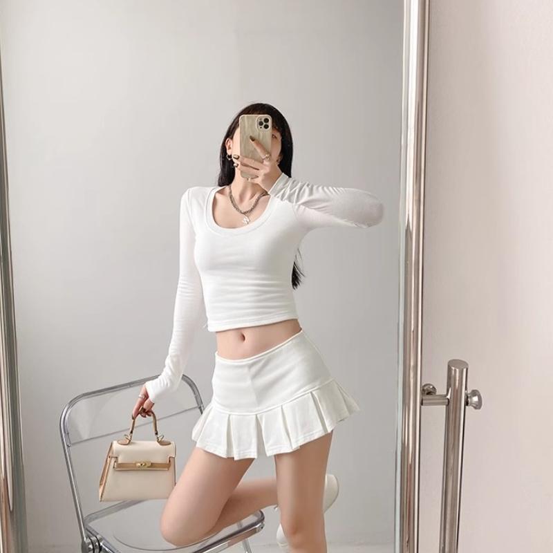 Damen Frottee Stoff Niedrige Taille Y2K Minirock Breite Faltendekoration Hellgrau Volant A Linie Skort Heiß Süß Sommer