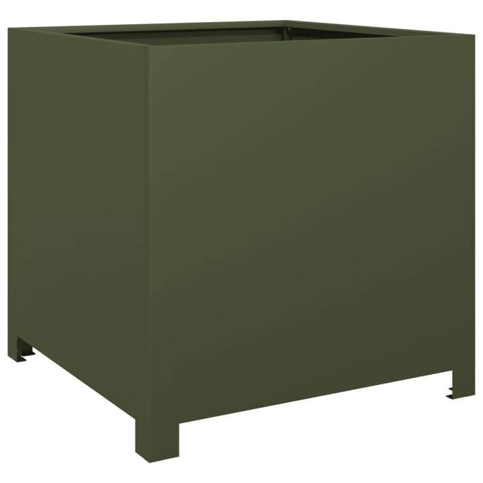VidaXL Olive Green Planter 50x50x50 Cm Steel, Planter, Patio Planter, Flower Box, Outdoor Planter, Box To 851216