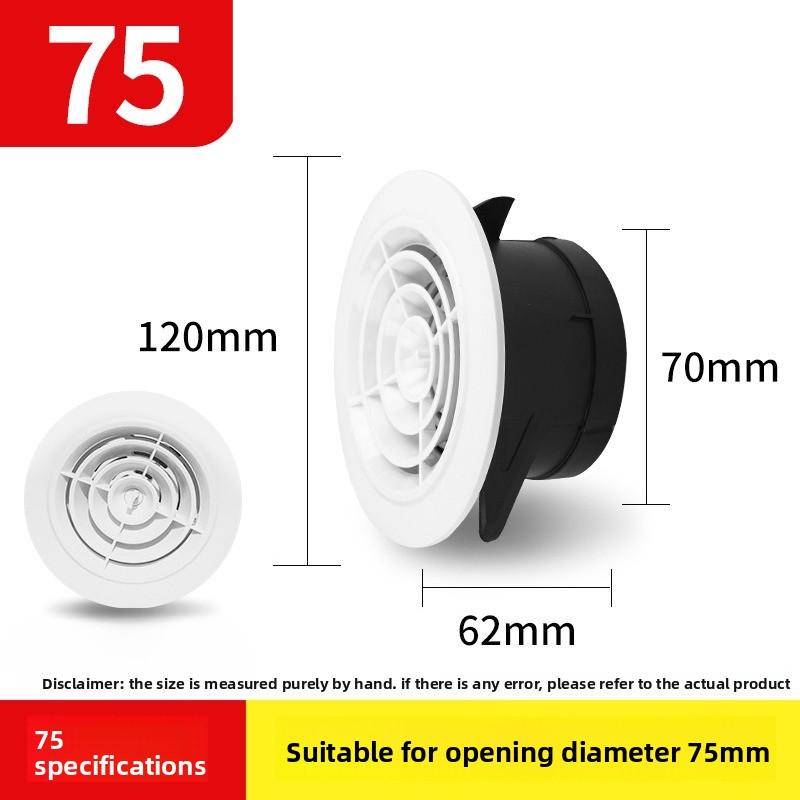 Grelha Redonda Rotativa Ajustável de ABS para Ventilação de Ar 75/100mm Ventilação de Exaustão Difusor Tampa de Ventilação de Teto Para Cozinha Banheiro