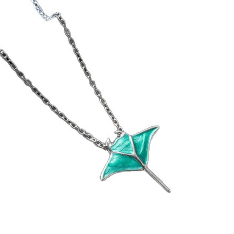 Oceanic Manta Ray Design Alloy Necklace Adjustable 45cm Beach Party Jewelry For Fashion Lovers
