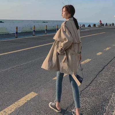 Women's 2024 Autumn Windbreaker: Korean Style, Loose Fit, Short Khaki Coat for Students