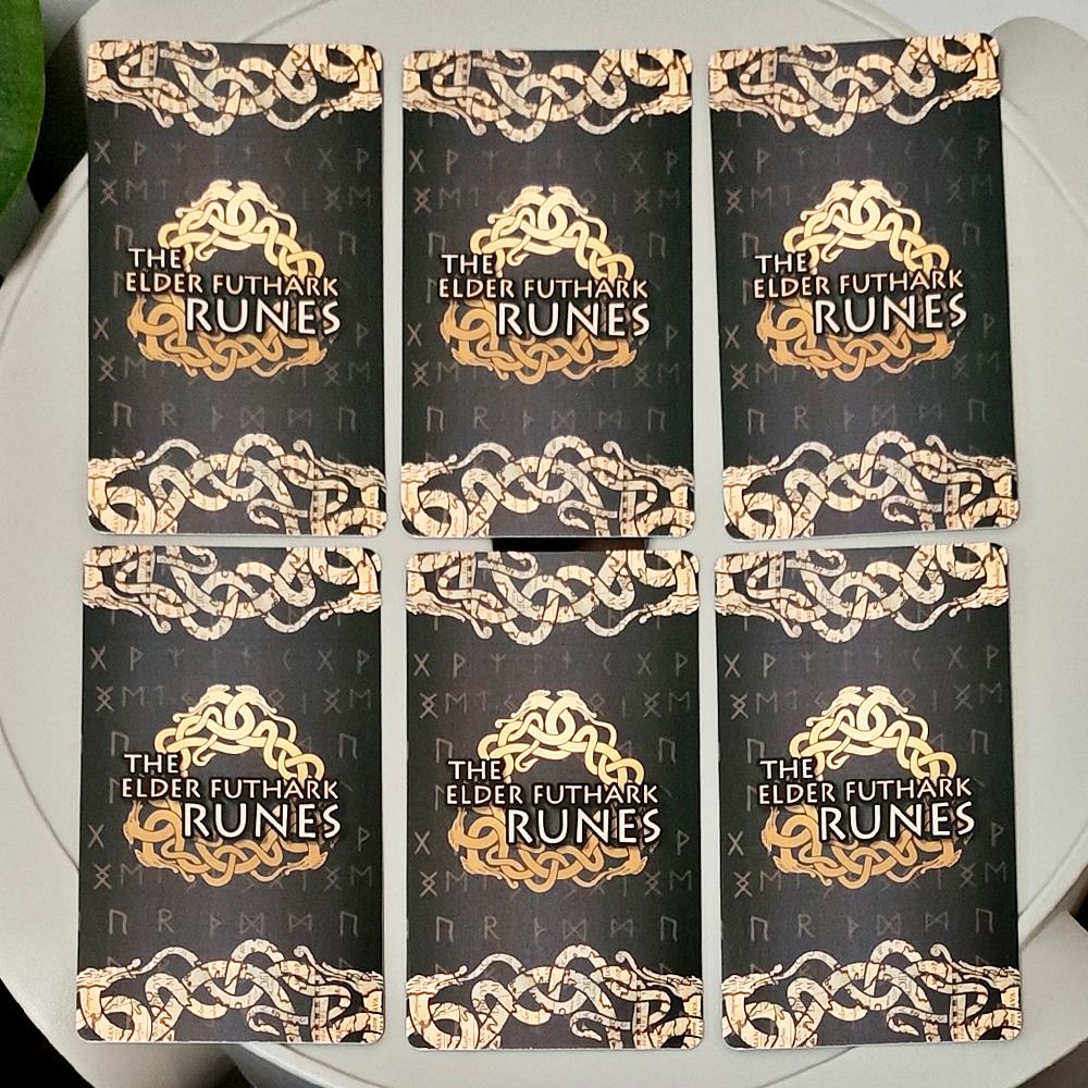 10.3*6cm Elder Futhark Rune Cards with Meanings –25 Pcs Norse Mythology Oracle Cards for Fortune Telling & Meditation