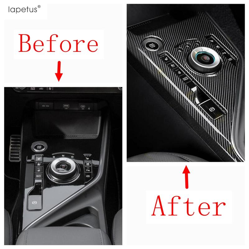 Console Centrale Fibre de Carbone Panneau Levier de Vitesse Cadre Multimédia Cache Décoratif Garniture Accessoires Intérieur Pour Kia Niro EV - 2025