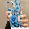 Retro Premium Blue Flower for iPhone15Pro Phone Case 14promax Transparent 13 Apple 11/12