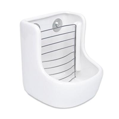 Nicheez Ceramic Hay Feeder Pot for Rabbits and Small Animals, Corner Type, Fixed (White)