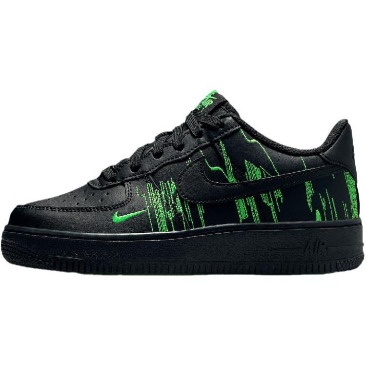 Nike Air Force 1 Low GS Matrix Kids Sneakers Black Green-Strike Vivid-Purple HV4763-001