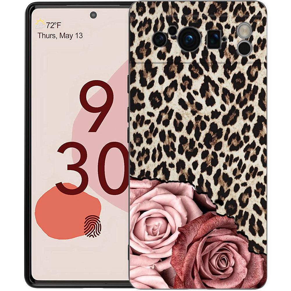 Mode Tiger Leopard Muster Blume Für Google Pixel 8 7 6 Pro 6A 5G Schwarze Handyhülle Weiche Stoßfeste Rückabdeckung TPU Hülle Coque