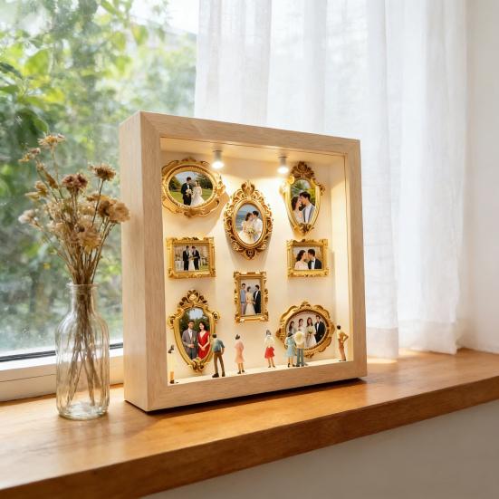 DIY Mini Museum Silhouette Light And Memory Display Silhouette Figurines Custom Box with Box Frame Kit