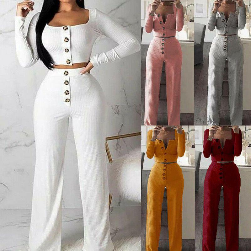 Stylish Women Tracksuit Cropped Top And Pants Set Comfortable Loungewear Collection Size 6-18