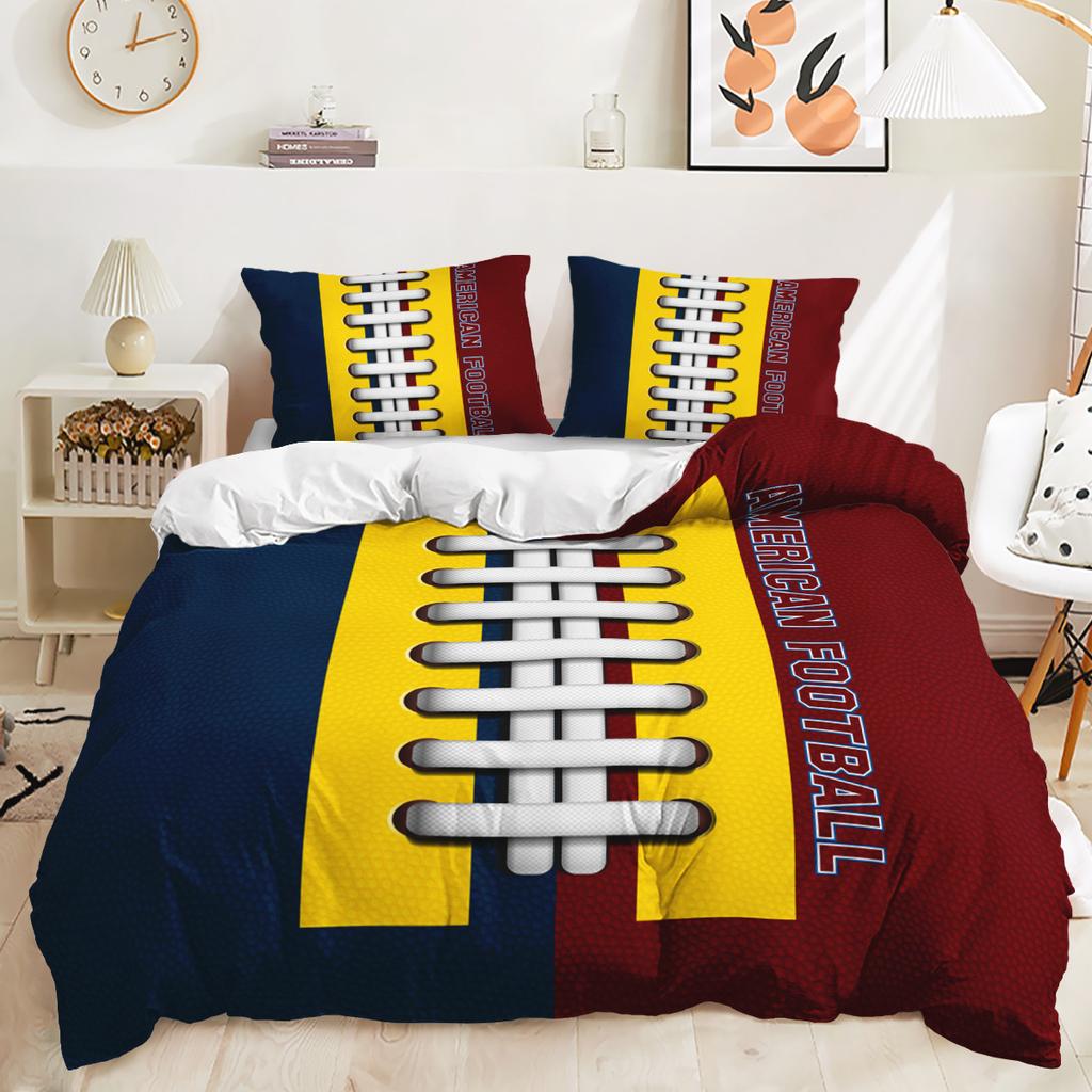 Funda nórdica con estampado digital 3D de fútbol, funda de almohada, juego de cama de tres piezas para dormitorio