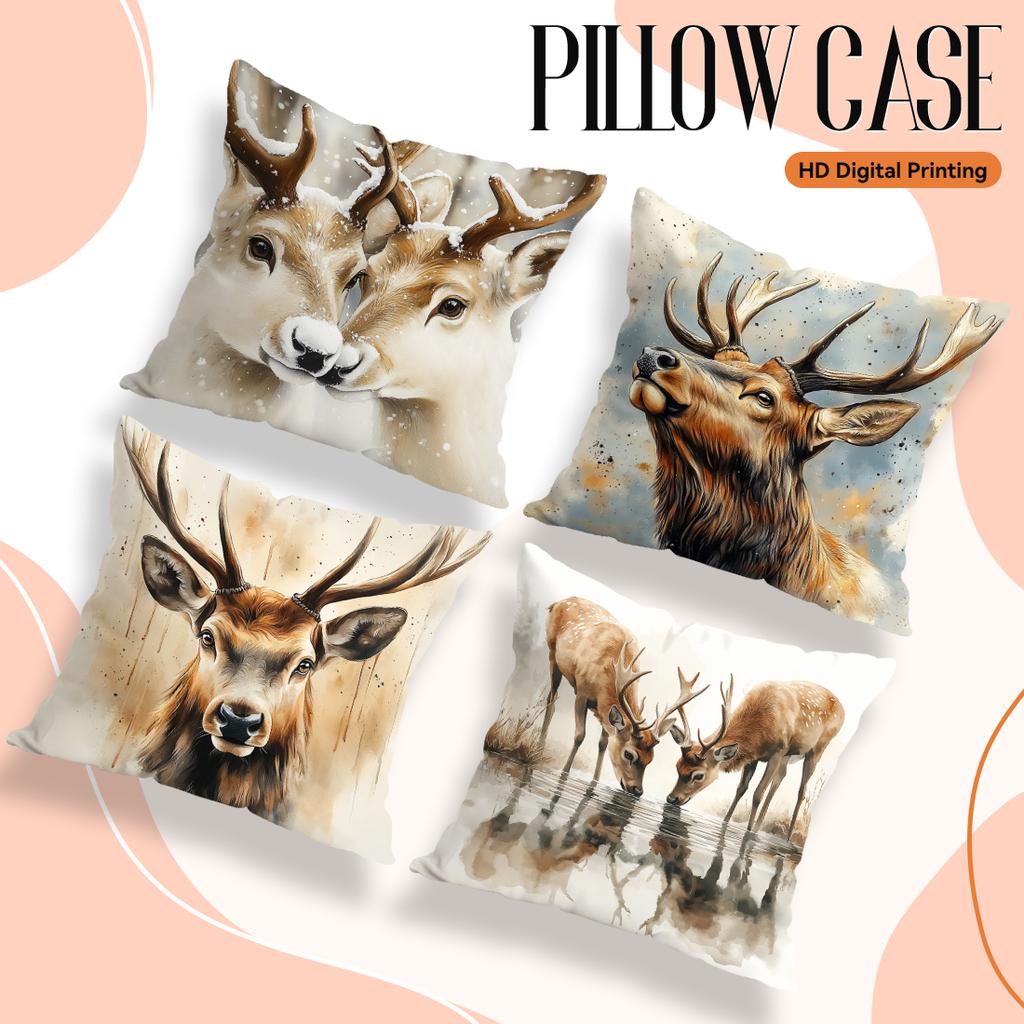 Home Decor Deer Artistic Prints: Wildlife-Inspired Cushion Covers Pattern Cushion Cover Suitable For Sofa Bedroom Car Pillow