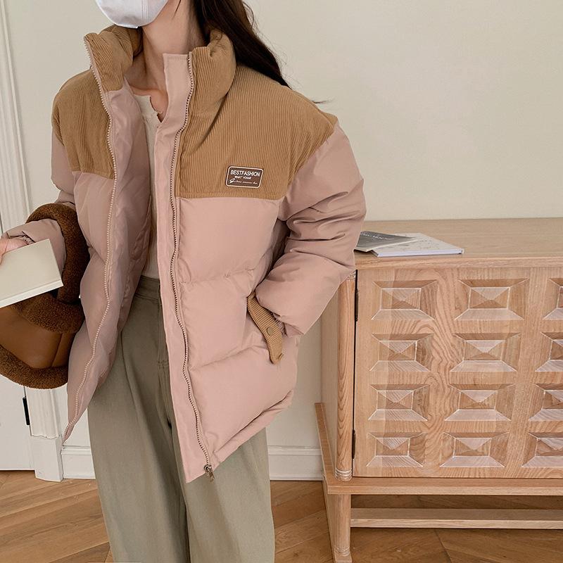 

Корейская женская ветрозащитная пушистая теплая куртка от холода свободного кроя короткая повседневная спортивная куртка высококачественная ткань хлопковое пальто куртка XXL розовый