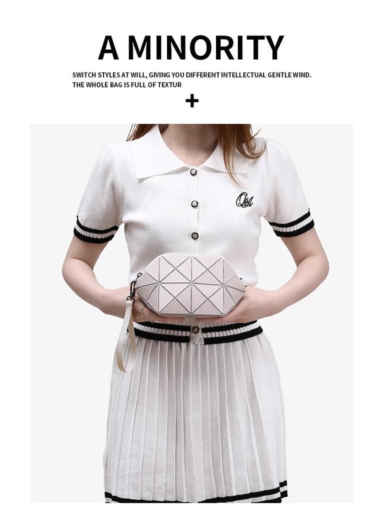 2025 Geometric Diamond Lattice Crossbody Shell Bag with Coin Purse