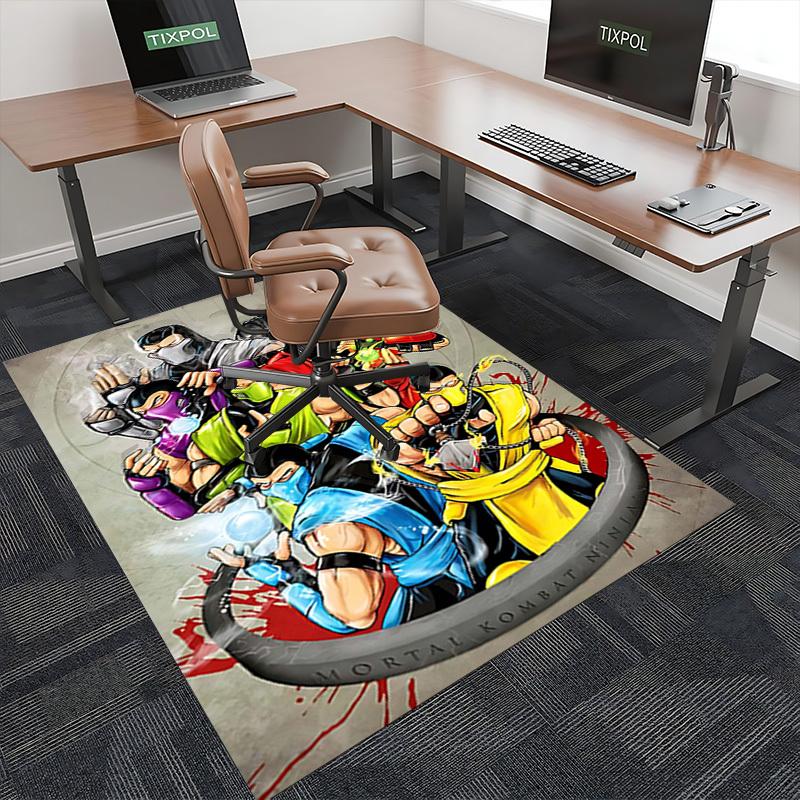 1pc Mortal Kombat Ninja Chair Mat - Anime Cartoon Design, Non-Slip Carpet for Office, Home Decor, Living Room, Bedroom, Game Room - Perfect Gift for F