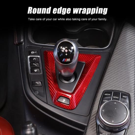 Red Real Carbon Fiber Center Gear Shift Base Frame Trim For BMW M3 F80/M4 F82