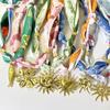 European & American Trend Silk Scarf Necklace with Multiple Pendants