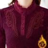 Camisa de encaje de otoño e invierno Camisa superior ajustada Camisa de mujer de talla grande con relleno de terciopelo y calidez