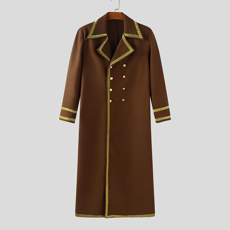 

INCERUN Зимние мужские кардиганы из длинной шерсти с лацканами, длинными рукавами и открытой передней частью M коричневый