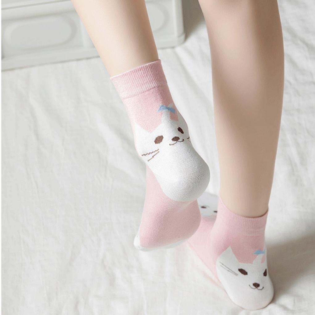 6 Pairs of Women's Kitty Meow Character Socks