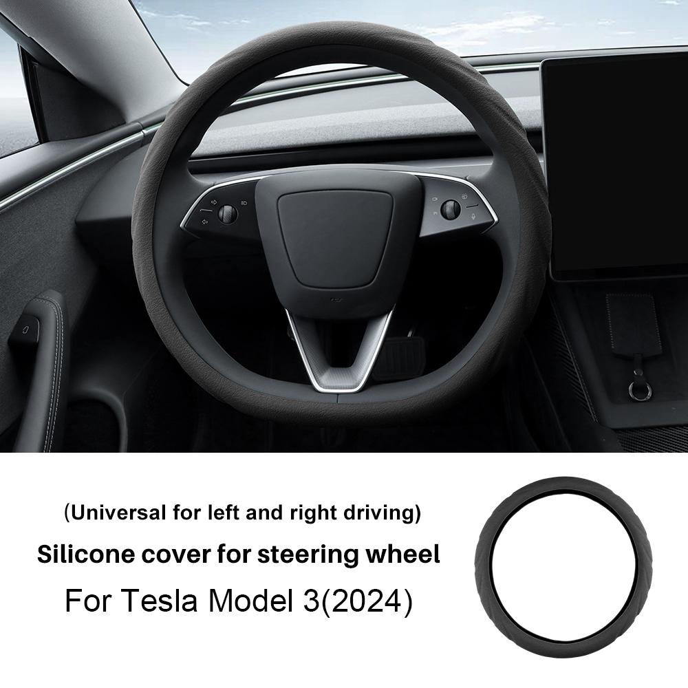 

For Tesla Model 3 Highland 2024 Model Y 2025 Juniper Silicone Car Steering Wheel Cover Elastic Cover Auto interior Silica Covers чорний